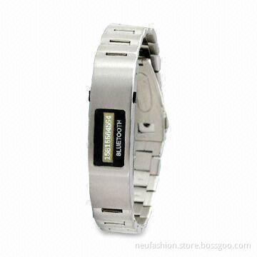 Delicate Bluetooth Bracelet with OLED Caller ID, 2.4GHz Frequency and Rechargeable Batteries
